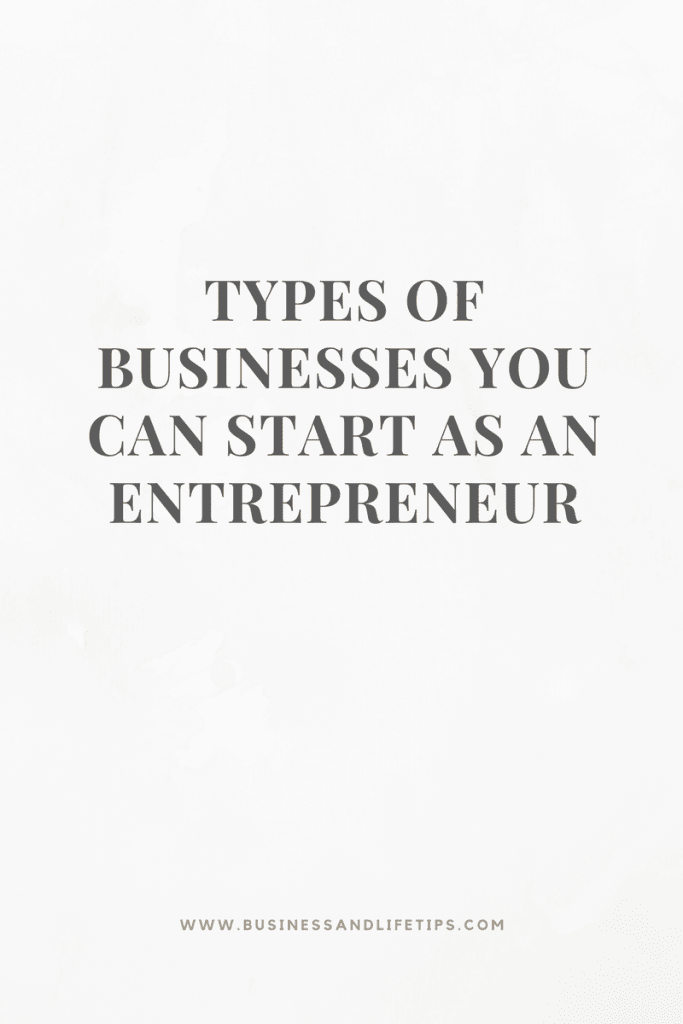 Types of Businesses you can start as an entrepreneur