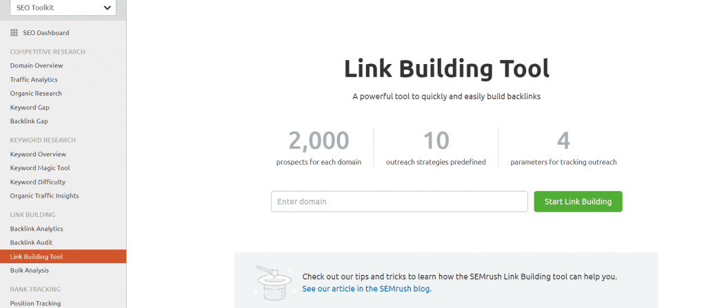 Why SEMrush is a Best tool for link building